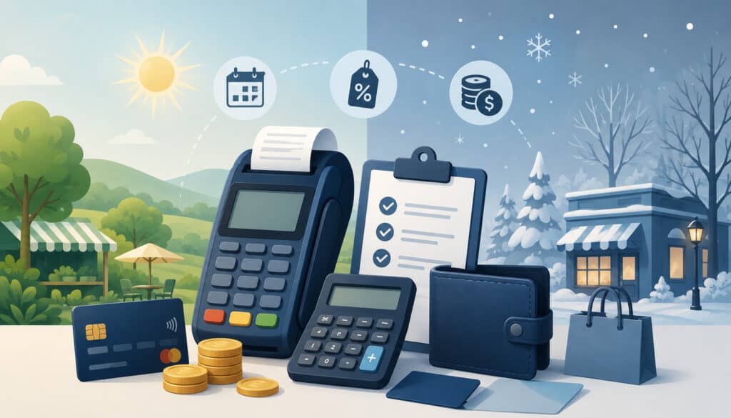 Payment processing fees and off-season business charges illustration