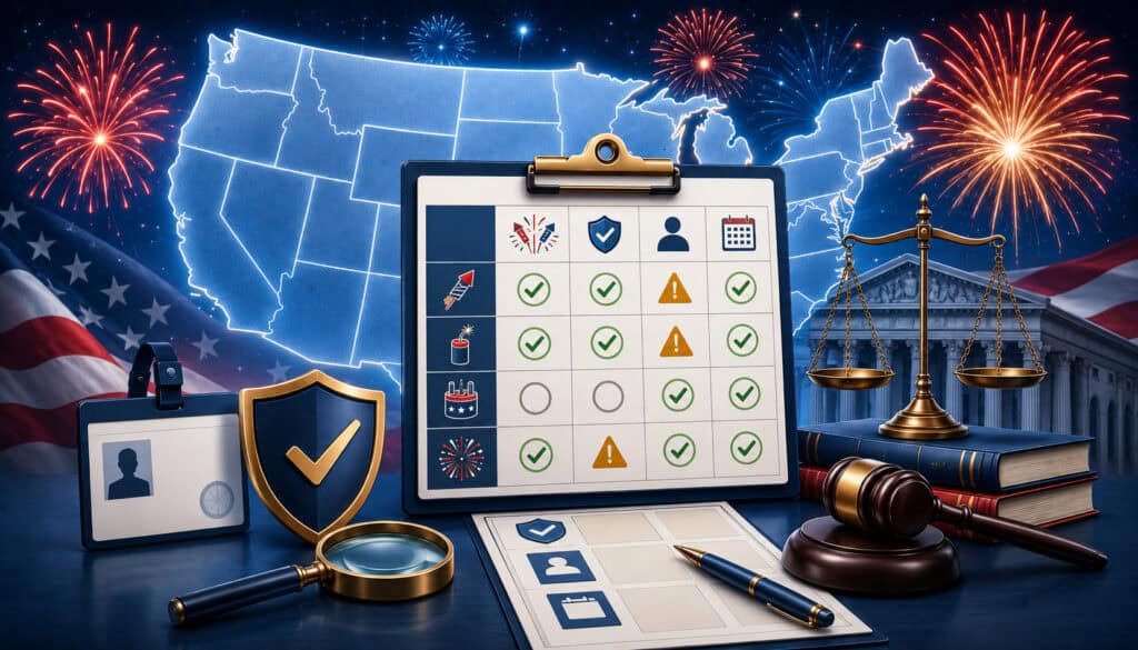 Fireworks age restriction compliance matrix across U.S. states